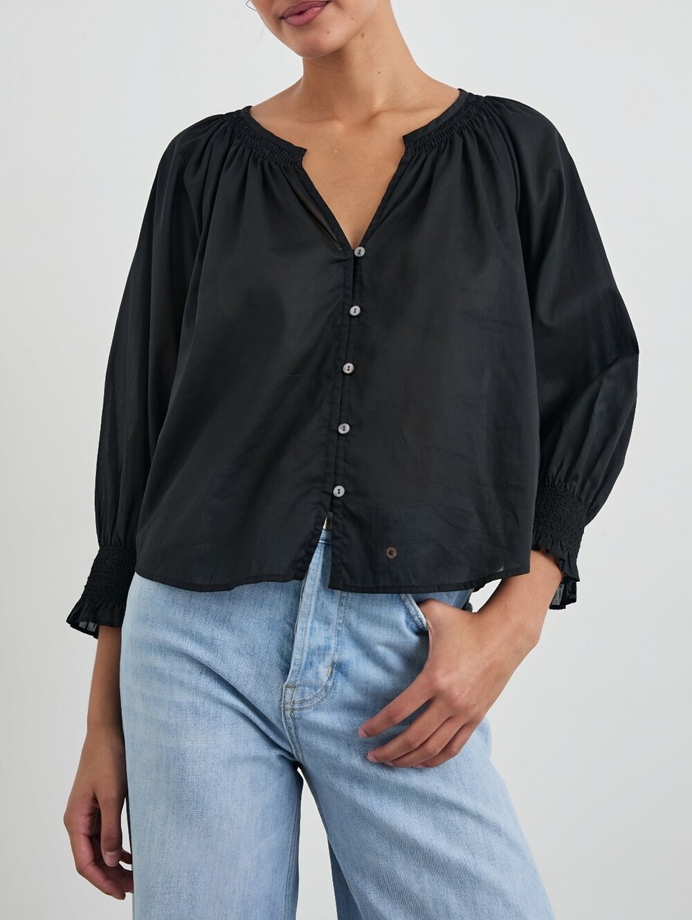 Rails Black Button Up Cotton Mariah Top, L